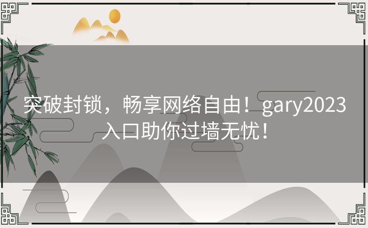 突破封锁，畅享网络自由！gary2023入口助你过墙无忧！