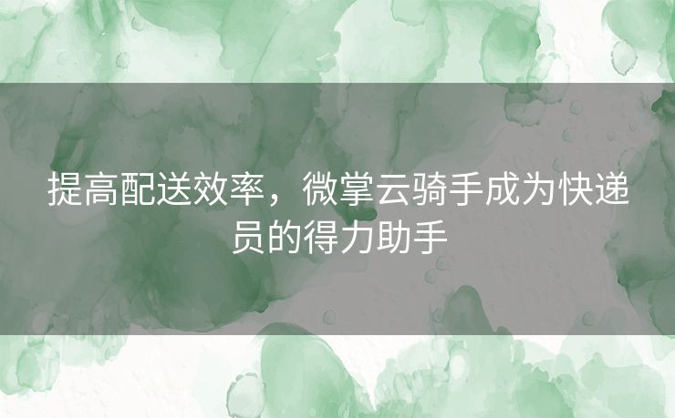 提高配送效率，微掌云骑手成为快递员的得力助手