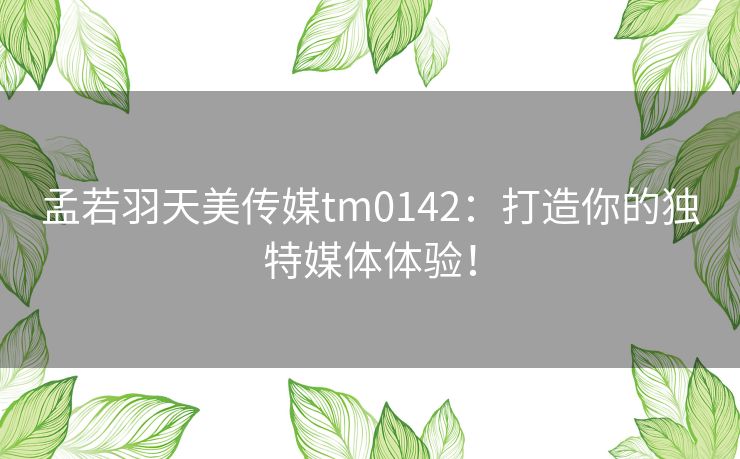 孟若羽天美传媒tm0142：打造你的独特媒体体验！