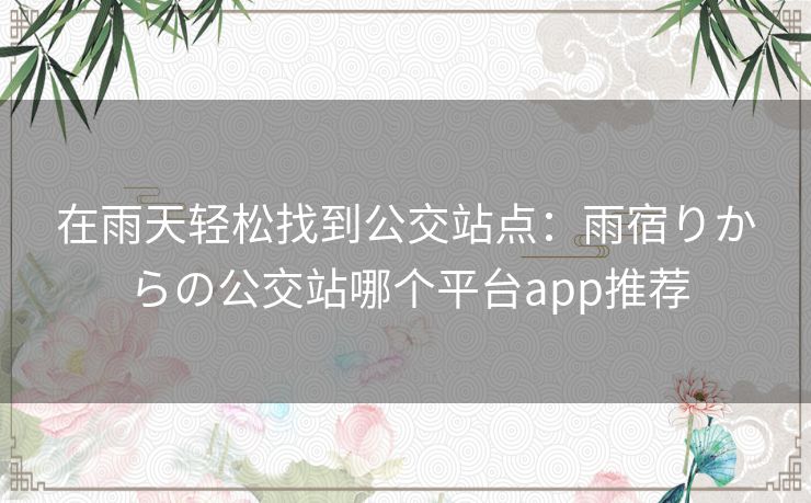 在雨天轻松找到公交站点：雨宿りからの公交站哪个平台app推荐