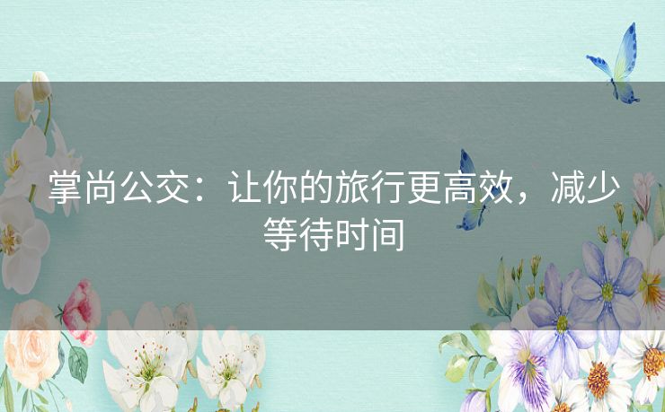 掌尚公交：让你的旅行更高效，减少等待时间