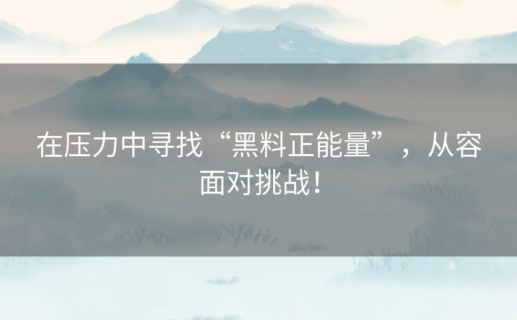 在压力中寻找“黑料正能量”，从容面对挑战！