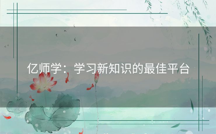 亿师学：学习新知识的最佳平台