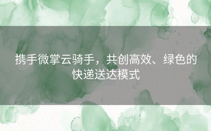 携手微掌云骑手，共创高效、绿色的快递送达模式