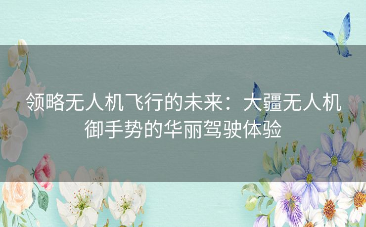 领略无人机飞行的未来：大疆无人机御手势的华丽驾驶体验