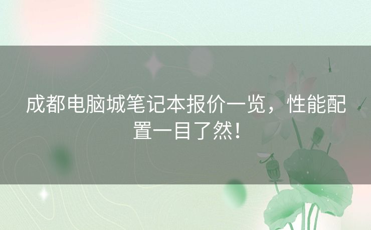 成都电脑城笔记本报价一览，性能配置一目了然！