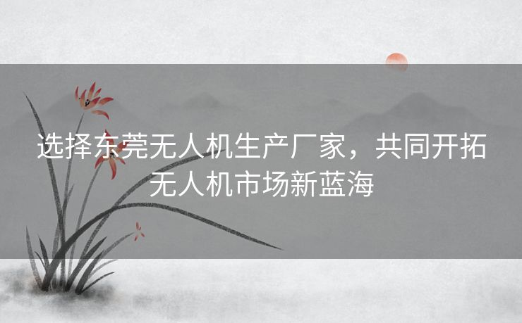 选择东莞无人机生产厂家，共同开拓无人机市场新蓝海
