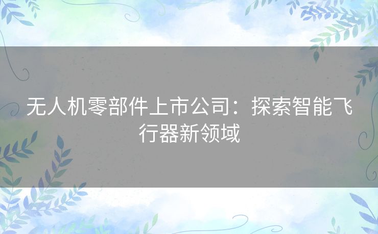 无人机零部件上市公司：探索智能飞行器新领域