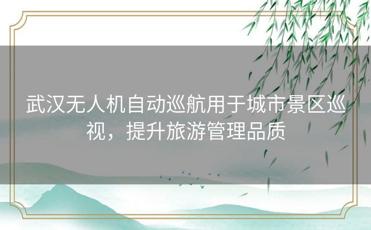 武汉无人机自动巡航用于城市景区巡视，提升旅游管理品质