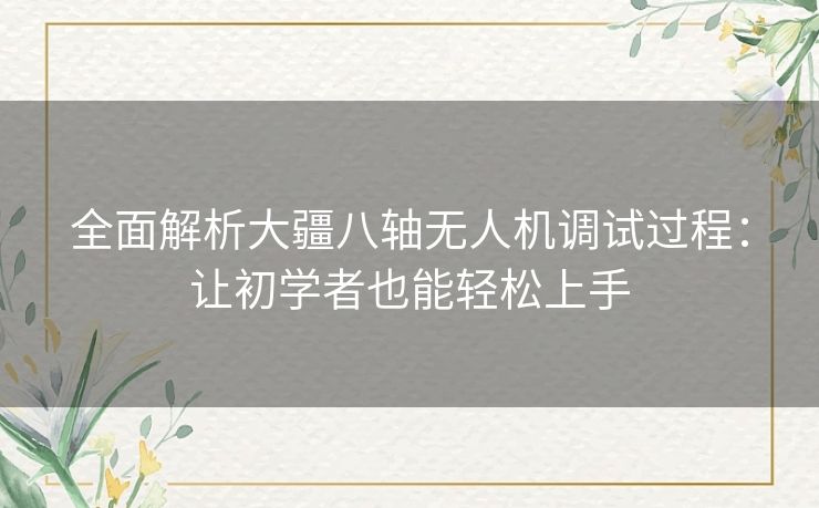 全面解析大疆八轴无人机调试过程：让初学者也能轻松上手