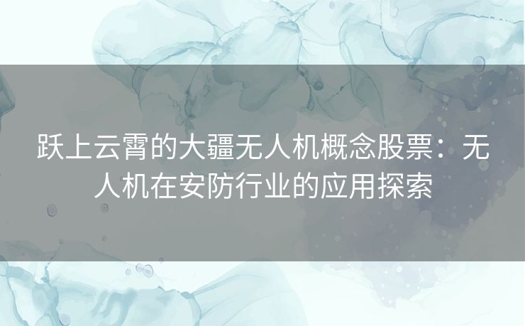 跃上云霄的大疆无人机概念股票：无人机在安防行业的应用探索