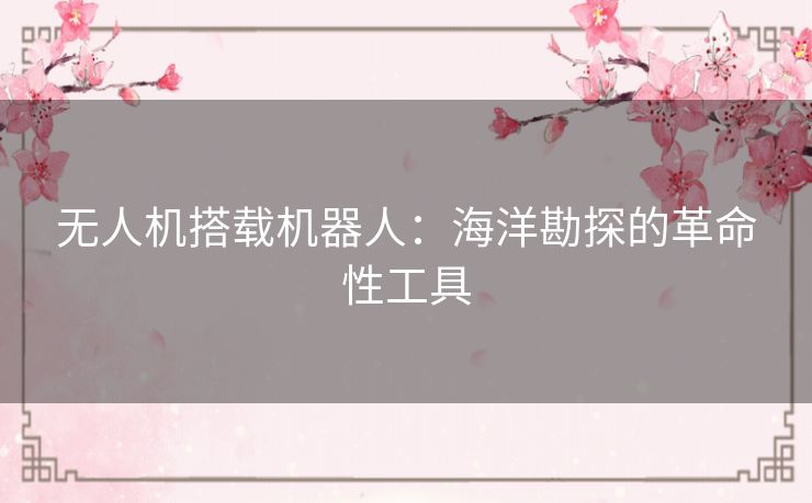 无人机搭载机器人：海洋勘探的革命性工具