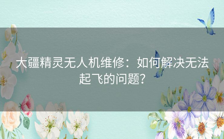 大疆精灵无人机维修：如何解决无法起飞的问题？