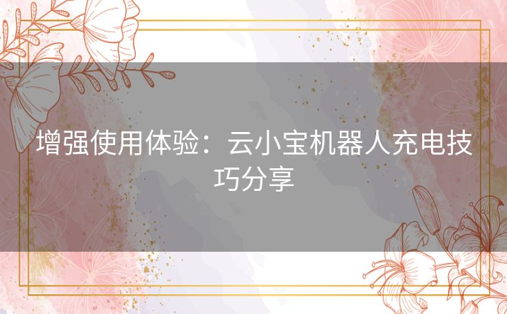 增强使用体验：云小宝机器人充电技巧分享