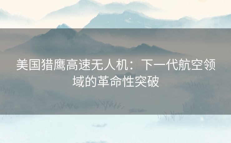 美国猎鹰高速无人机：下一代航空领域的革命性突破