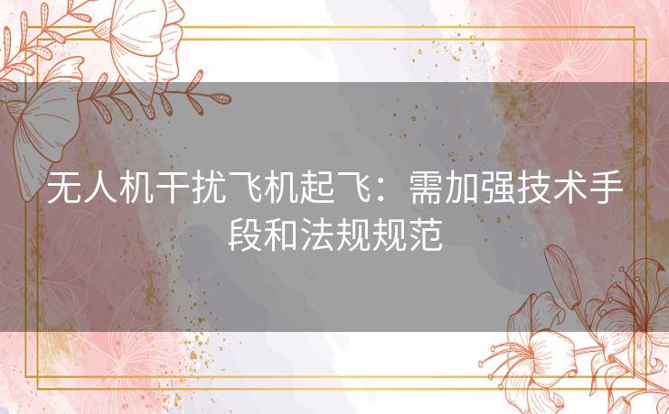 无人机干扰飞机起飞：需加强技术手段和法规规范