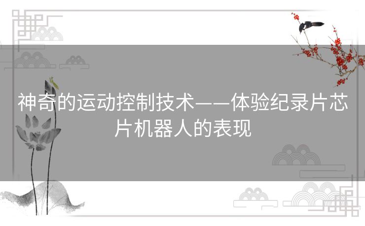 神奇的运动控制技术——体验纪录片芯片机器人的表现