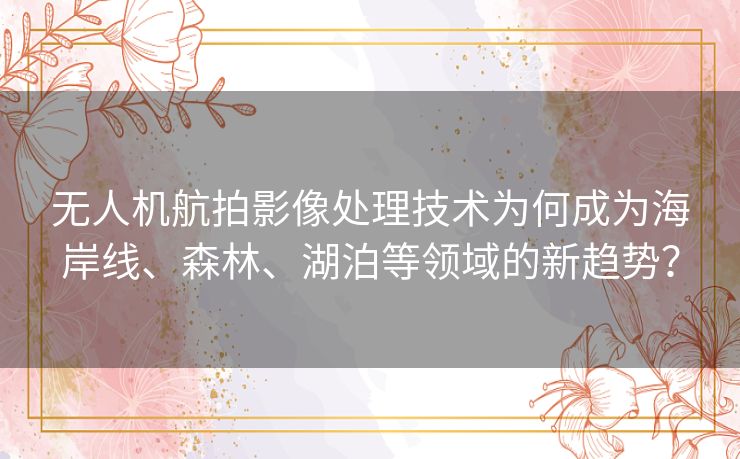 无人机航拍影像处理技术为何成为海岸线、森林、湖泊等领域的新趋势？