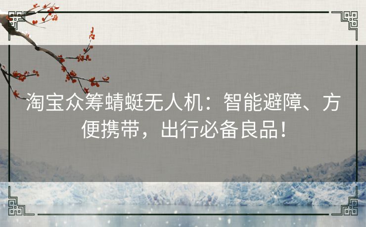 淘宝众筹蜻蜓无人机：智能避障、方便携带，出行必备良品！