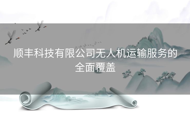 顺丰科技有限公司无人机运输服务的全面覆盖