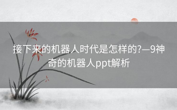 接下来的机器人时代是怎样的?—9神奇的机器人ppt解析
