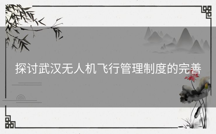 探讨武汉无人机飞行管理制度的完善