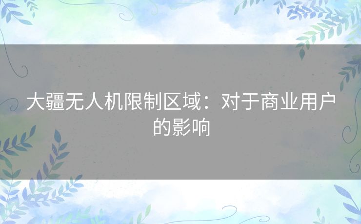 大疆无人机限制区域：对于商业用户的影响