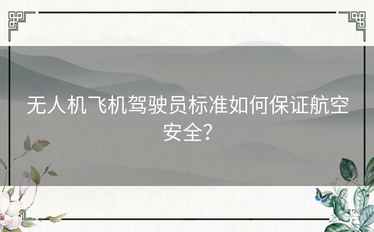 无人机飞机驾驶员标准如何保证航空安全？