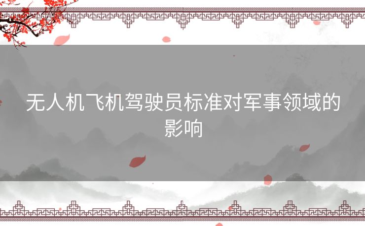 无人机飞机驾驶员标准对军事领域的影响
