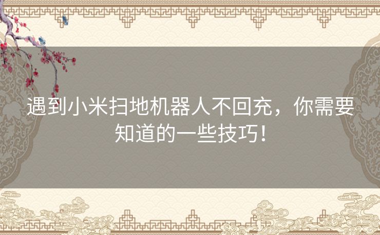 遇到小米扫地机器人不回充，你需要知道的一些技巧！