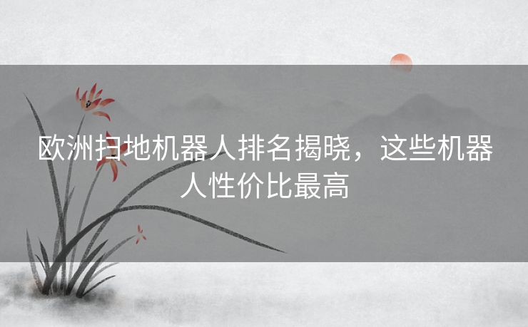 欧洲扫地机器人排名揭晓，这些机器人性价比最高