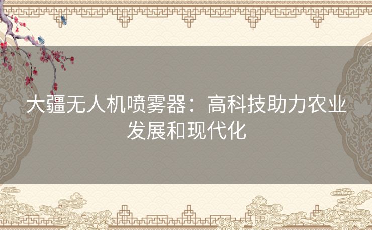 大疆无人机喷雾器：高科技助力农业发展和现代化