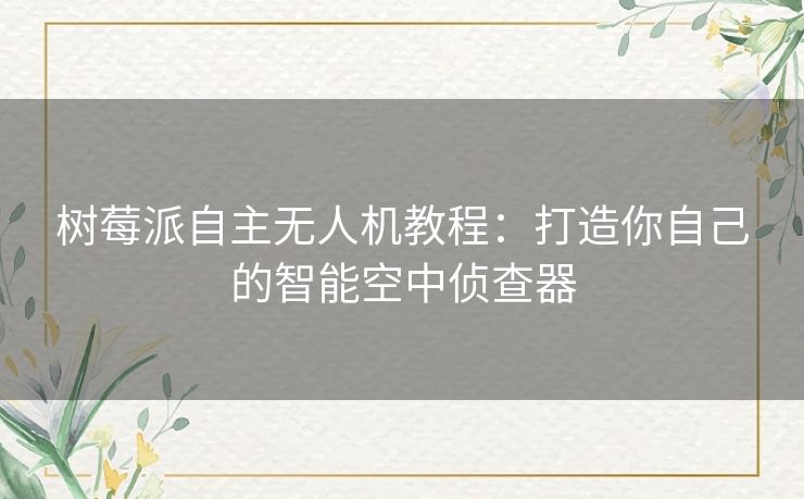 树莓派自主无人机教程：打造你自己的智能空中侦查器