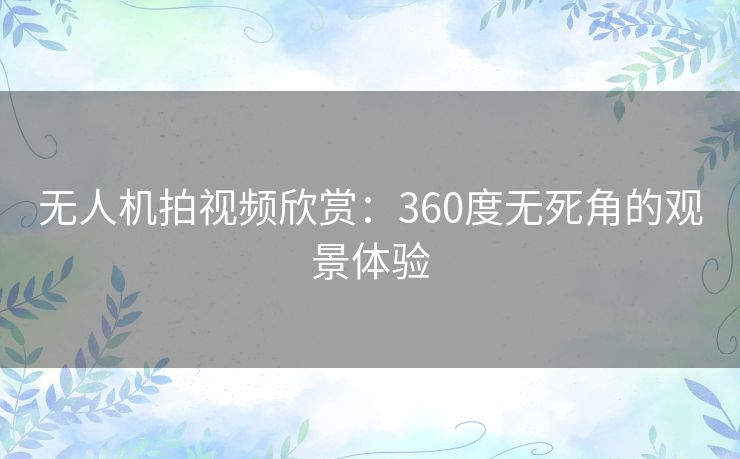 无人机拍视频欣赏：360度无死角的观景体验