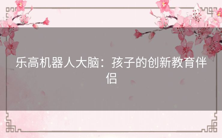 乐高机器人大脑：孩子的创新教育伴侣