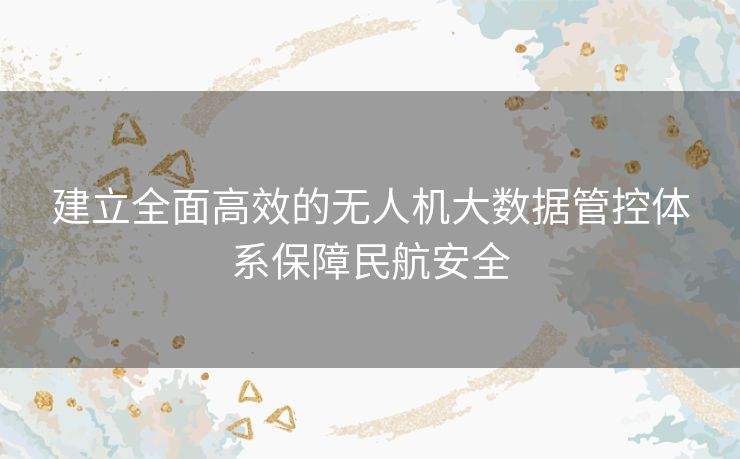 建立全面高效的无人机大数据管控体系保障民航安全