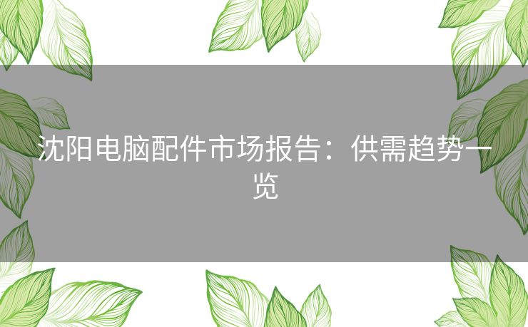 沈阳电脑配件市场报告：供需趋势一览