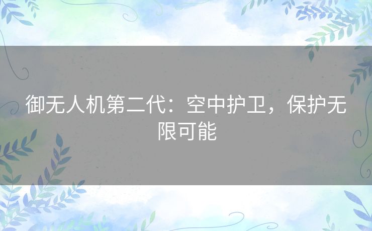 御无人机第二代：空中护卫，保护无限可能