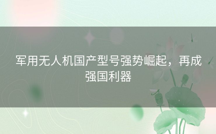 军用无人机国产型号强势崛起，再成强国利器