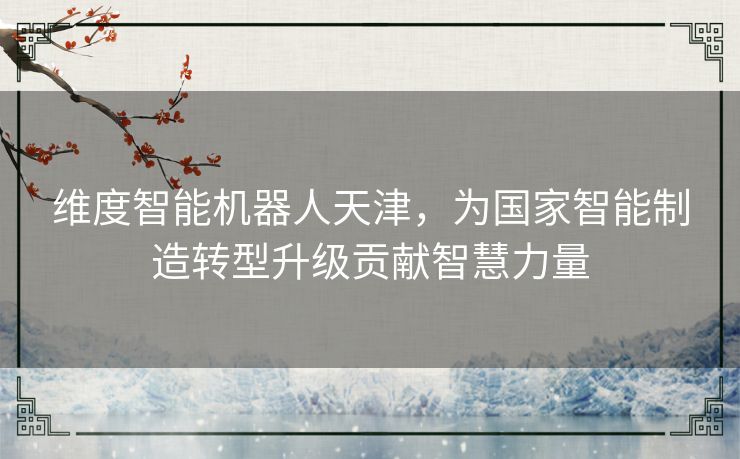 维度智能机器人天津，为国家智能制造转型升级贡献智慧力量