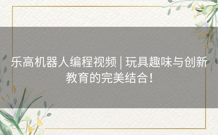乐高机器人编程视频 | 玩具趣味与创新教育的完美结合！