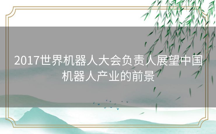 2017世界机器人大会负责人展望中国机器人产业的前景