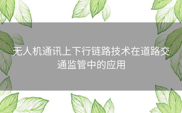 无人机通讯上下行链路技术在道路交通监管中的应用
