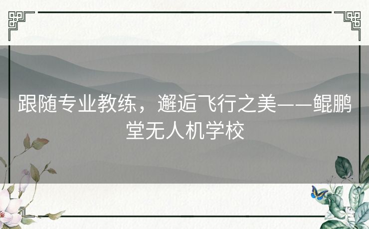 跟随专业教练，邂逅飞行之美——鲲鹏堂无人机学校