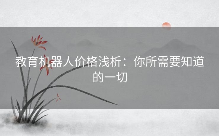 教育机器人价格浅析：你所需要知道的一切