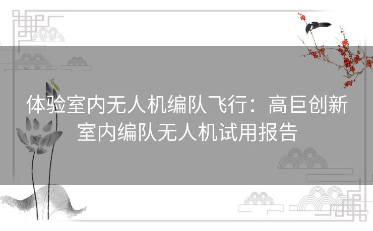 体验室内无人机编队飞行：高巨创新室内编队无人机试用报告