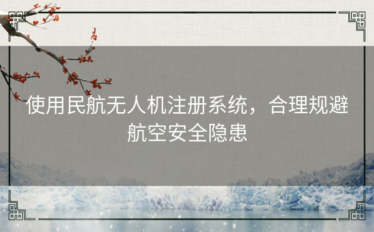 使用民航无人机注册系统，合理规避航空安全隐患