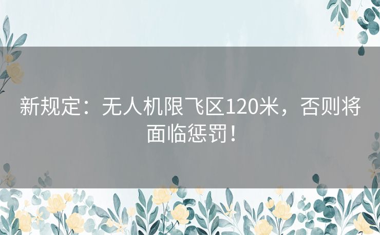 新规定：无人机限飞区120米，否则将面临惩罚！