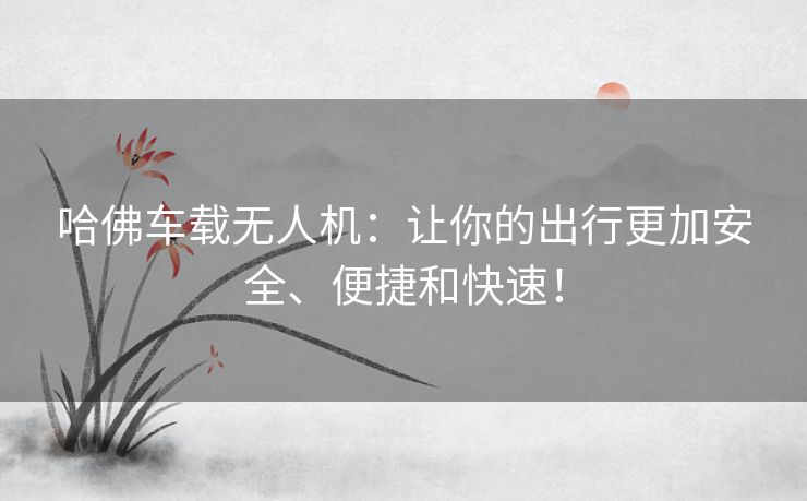 哈佛车载无人机：让你的出行更加安全、便捷和快速！