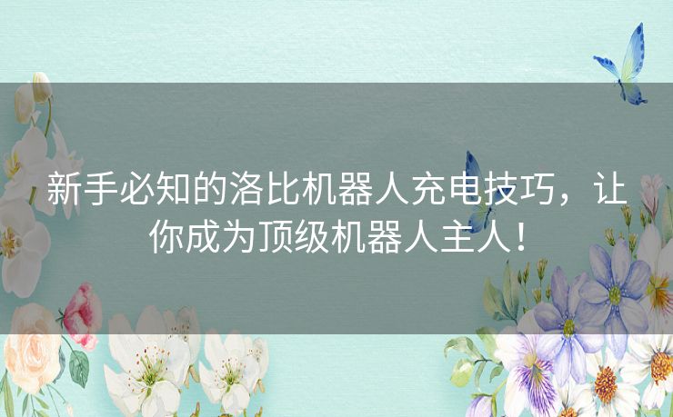 新手必知的洛比机器人充电技巧，让你成为顶级机器人主人！